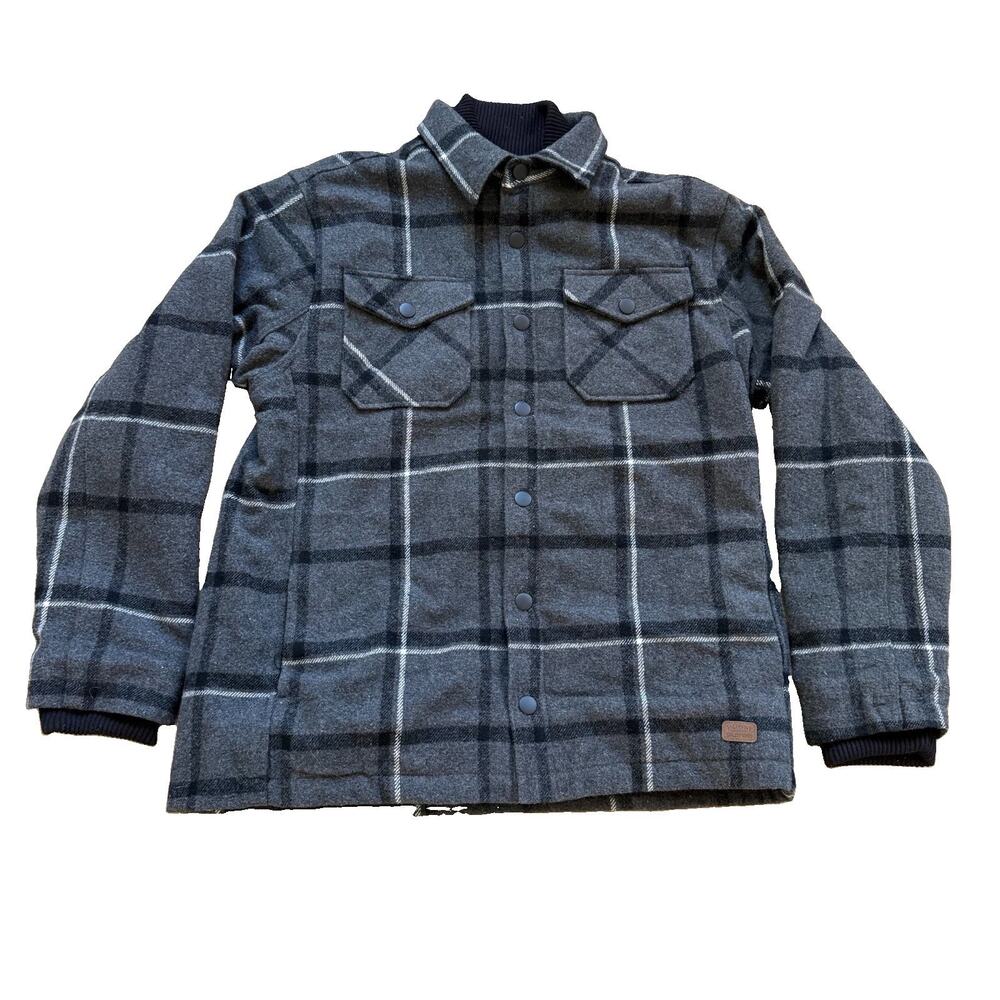 Jachs New York Men's Blue Plaid Wool Blend Sherpa Lined Shirt Jacket Size L